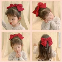 Red bow childrens jewelry little girl hairclip Princess Korean adult cute hairpin female headdress parent-child