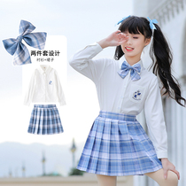 Childrens jk uniform skirt genuine full set of 8 girls college style spring suit primary school students 9 Autumn Autumn 10-year-old skirt