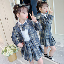 Girl autumn suit 2021 New Net Red foreign air 6 childrens clothes 7 big Children Spring and Autumn 8 fashionable three-piece set 9 years old