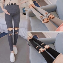 2020 extra large size maternity clothes spring and autumn and winter trousers wear outside plus velvet support belly adjustment 200-300 pounds leggings