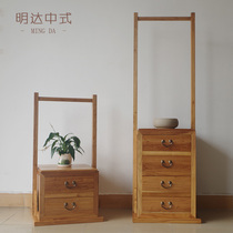 Solid wood chest of drawers Full elm bedroom can hang clothes chest of drawers Modern Chinese living room storage storage six chest of drawers