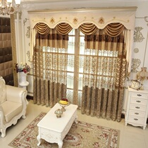 Luxury European curtains shading bedroom living room curtains finished high-grade atmospheric Chenille flat window screen curtain landing