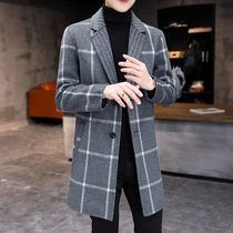 2021 new double-sided men Korean wool woolen woolen coat long windbreaker youth casual coat Spring Spring
