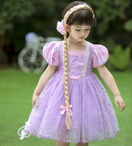 Girls 6th Birthday Show Pengpeng Short Sleeve Mesh Dress Rapunzel Dress 2021 Summer New