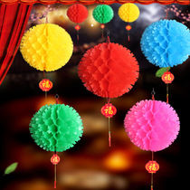 New Years Day New Year School Shop hipster Color Paper Flower Ball Hanging Kindergarten Ball Hanging