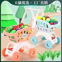 Childrens shopping cart toy girl cut fruit boy hand stroller baby House baby kitchen set