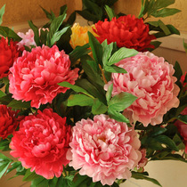 Simulation peony flower big fake flower decoration decoration living room floor red silk flower wall Chinese plastic flower decoration