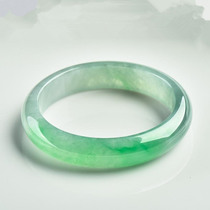 Longyu culture Myanmar Old Pit Ice seed floating sun green jade bracelet female noble concubine ice glutinous wide jade bracelet