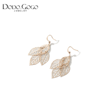 Advanced sense hollow leaf earrings female temperament Net red ins long personality tassel 2021 New Tide earrings