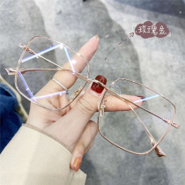 Zhou Yangqing with rose gold glasses square frame female flat light with myopia anti-blue light ins net red street shot thin male