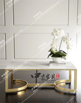 Modern minimalist stainless steel coffee table rectangular marble coffee table Nordic luxury villa living room leisure tea table