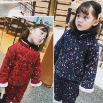 The city of beautiful girls baby Chinese New Year cotton suit suit winter new childrens clothing upper body effect is cute