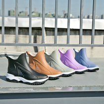 Fashion Short Drum Rain Shoes Women Outdoor Sports Non-slip Rain Boots Wear Resistant Rubber Shoes Carwash Waterproof Restaurant Dishketo Shoes