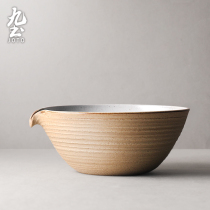 Nine-earth coarse pottery Hand-washed Construction Water Daily Style Tea Art Tea Tea Tea Bubble Bowl Water Spittoon Scum Bucket Ceramic Tea Tea Wash