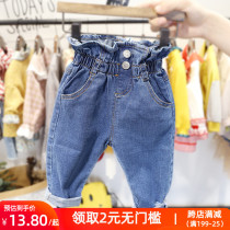 1-7 years old female baby Foreign jeans girls spring and autumn Korean trousers 3 female baby waist small feet pants tide