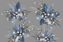 Blue wedding floral material Pu fan Reed dried flower system blue and white renderings design PSD source file