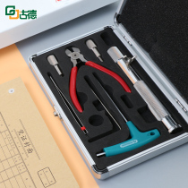 Certificate riveting tube binding machine tool box Sharpener through tube needle scissors pliers screws L-type disassembly tool set Financial binding machine Certificate binding machine hand tool box