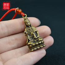 Handmade pure copper safe hanging Buddha bronze Guanyin Buddha statue ornaments boutique bronze Buddha statue safe pendant retro style