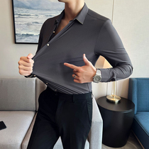 Light luxury high-sense business leisure dress high elastic anti-wrinkle long-sleeved shirt skinny mens clothing Han edition shirt