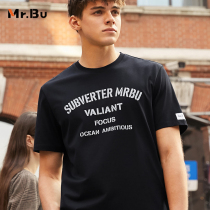 Mr Bu horse cotton short sleeve T-shirt male spring summer black fashion printed men summer dress GT01068