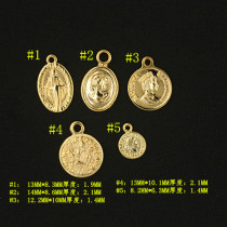 Copper Plated Real Gold Round Small Pendant Wafer Gold Plated Gold Queen Oval Wafer Small Pendant DIY Bracelet Ear Pendant Accessories