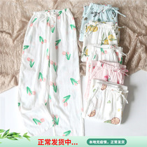 COTTON YARN SLEEPING PANTS LADY SWEET SUMMER SPRING AUTUMN PURE COTTON DOUBLE COTTON COTTON FABRIC FULL COTTON BIG CODE LONG PANTS THIN AND HOME PANTS