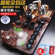 Kiln change tea set Household modern running water making money Atomizing Tea drinking Kung Fu tea Solid wood automatic tea tray