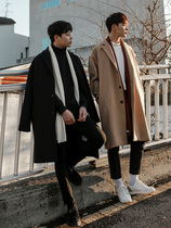 Winter woolen coat men Korean version of knee long mens windbreaker loose double-sided thickened woolen coat trend