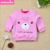 Baby velvet thickened sweater autumn and winter new infant warm top out clothes newborn long-sleeved clothes