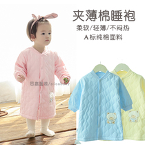 Kanghin baby first spring clip thin cotton long gown soft male and female pure cotton sleeping robe lengthened protective belly cardio-shirt 431