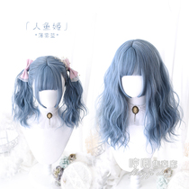 Humming Lolita Harajuku soft girl Mermaid Ji Ji hair egg roll double ponytail long curly hair female Lolita wig