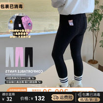 High elastic small and medium childrens clothing girl leggings autumn clothing 2022 new childrens spring and autumn trousers baby outerwear pants