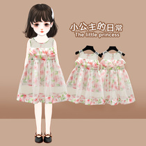 Girl dress summer dress 2021 childrens foreign atmosphere princess skirt children Net red flower dress female baby fairy skirt