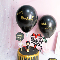 Cake decoration ins party birthday cake black black balloon creative dessert table cake plug balloon decoration