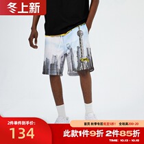 ZONOS 2021 summer new casual five-point pants men city pattern print loose trend drawstring shorts