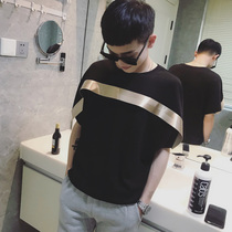 Summer round neck simple fashion wild social guy short sleeve T-shirt mens trend Korean super handsome bat sleeve shirt