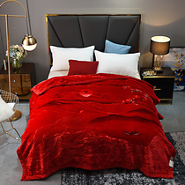 High-grade Rasher red wedding blanket double-layer thick coral velvet cover blanket winter cloud blanket