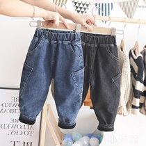 Boys hundred pairs of jeans in autumn and winter mode for childrens thickened trousers baby Harlem pants