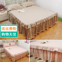 Foreign Trade Bed Skirt Cotton Linen Lotus Leaf Lace Bedside Bed Skirt pillowcase Three sets 1 5 m bed 1 8 m bed