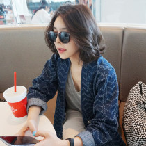 Tide brand 2021 Spring and Autumn New retro loose slim long sleeve cardigan denim coat womens short top long