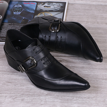 Han Edition New Trend Casual Mens Leather Shoes Daily Heightening Youth Hair Stylist Breathable Shoes Custard Leather Single Shoes