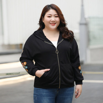 Q2022 spring autumn short coat woman big code embroidered looser plus fattening overweight mm200 catjacket New Years clothes