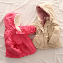 Childrens cotton clothes female childrens clothing plus velvet thickened girls and cotton season jacket winter cotton jacket foreign baby cotton clothing