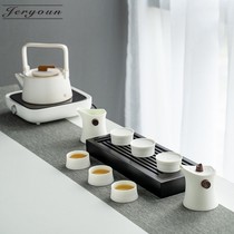 JERYOUN white porcelain tea set light luxury modern electric pottery stove cooking tea set home office gift high end