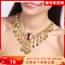 Flying charm belly dance necklace head single gem eyebrow pendant necklace oriental dance costume performance jewelry accessories female