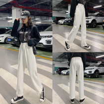 Big Code Loose Straight Barrel Jeans Women Slim Fat Girl Wearing Hitch Leg Fat High Waist Display Slim Student 90% Broadlegged Pants
