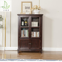 American solid wood country small wine cabinet single double door glass simple ash wood living room dining room multifunctional TV side cabinet