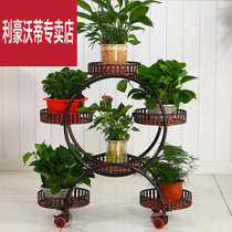 Bonsai frame ornaments hanging basket plant iron flower stand display frame round multi-layer shelf school flower pot floor standing