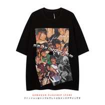 GUMUDUN hip-hop portrait ins short sleeve T-shirt male and female American retro summer trend easing lovers half sleeve tide