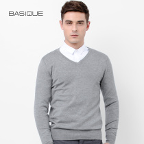 Meta-ben sashimi V-led knit cardiovert pure color Inlenbum basic covered head male style spring-thin fur coat damp